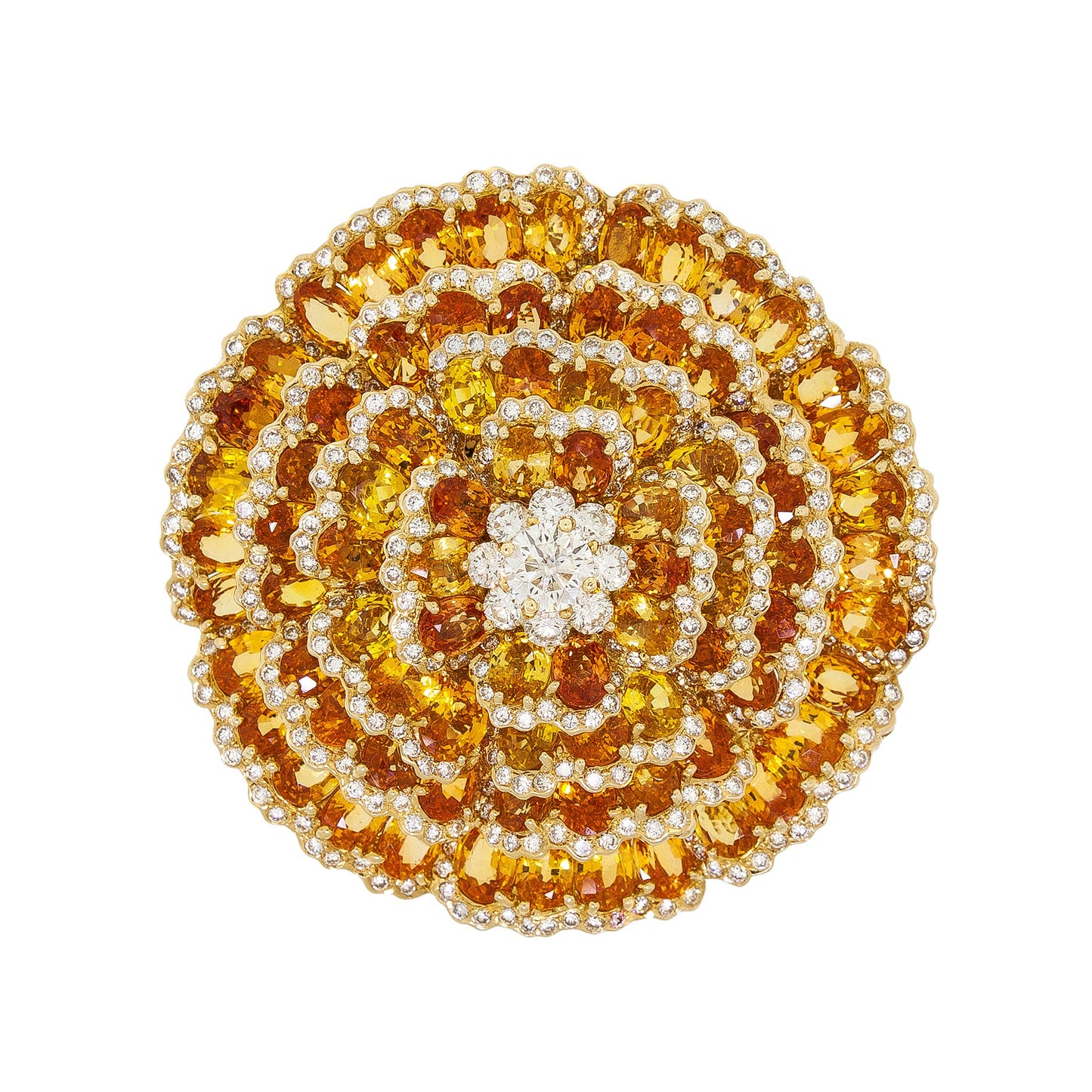 Bloom | Sunburst Orange And Yellow Sapphire Brooch