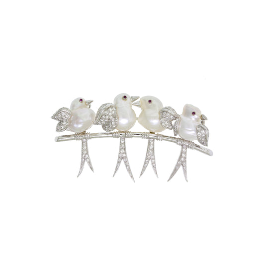 The Wild | Four Birds Diamond Brooch