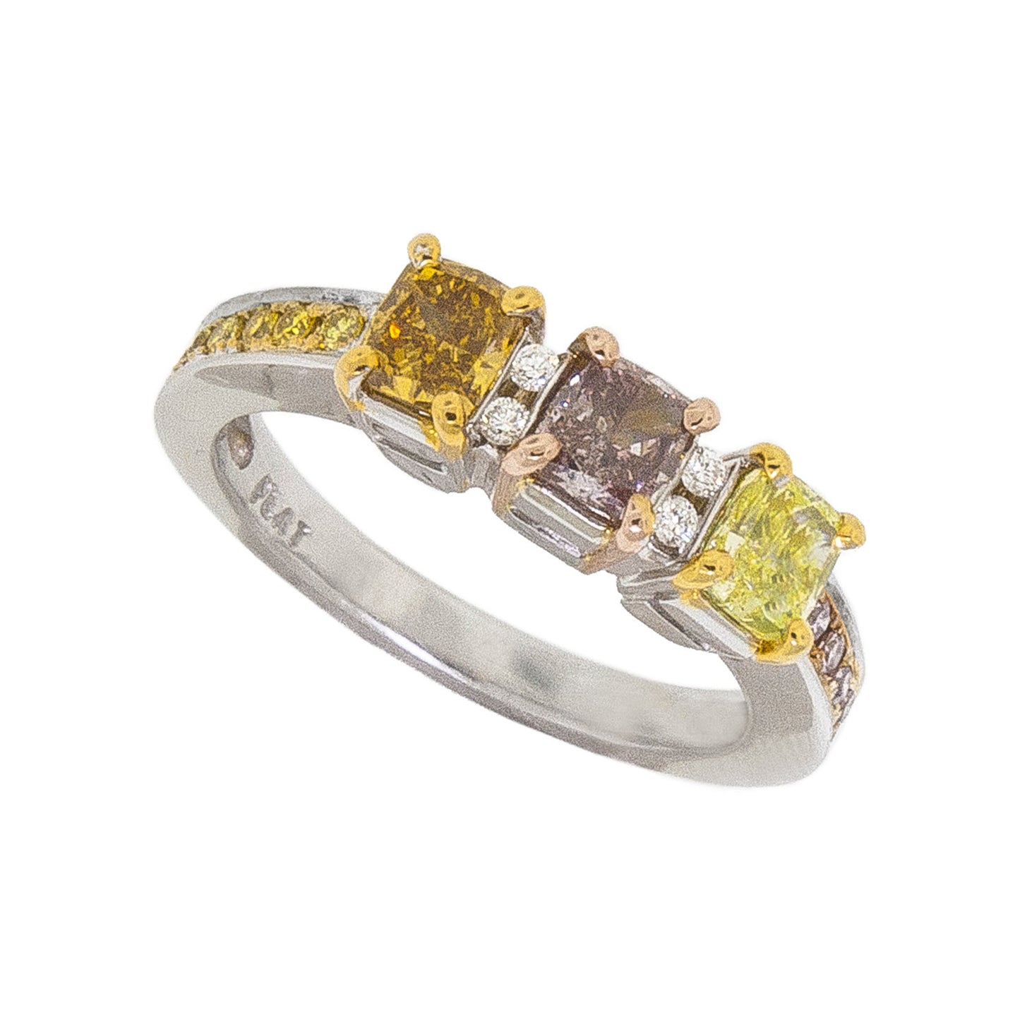 Focus | Colored  Three Stone Orange Diamond Ring