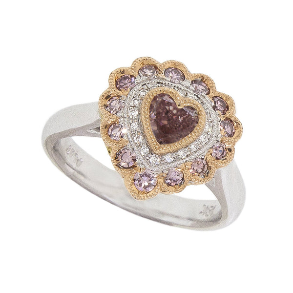  Colored  Heart Pink Diamond Ring 